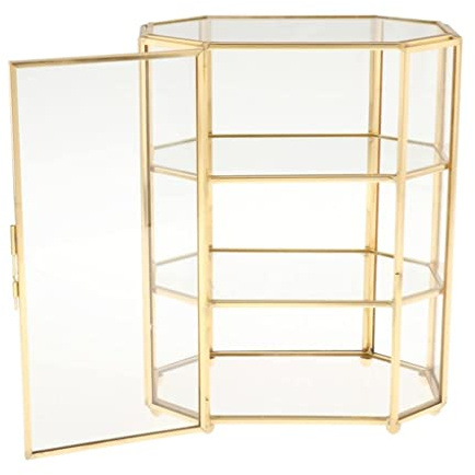 zalati Schmuckkästchen, 3-stöckig, Glas-Make-up-Organizer, Aufbewahrung, multifunktionale Vitrine für Schminktisch-Dekoration, 21,5 x 16,5 x 10 cm