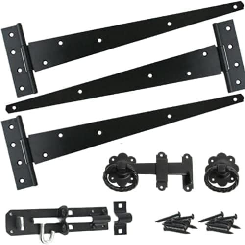 Haven Heritage Gate Hinge Kit Fitting Set Hinges Brenton Bolt Ring Latch Wooden Gate Black - (14)