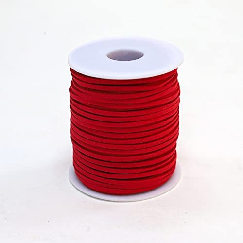 Cordoncino in pelle scamosciata, 50 yard, in finta pelle scamosciata, per fai da te, collane, gioielli, artigianato, 3 mm di larghezza, rosso