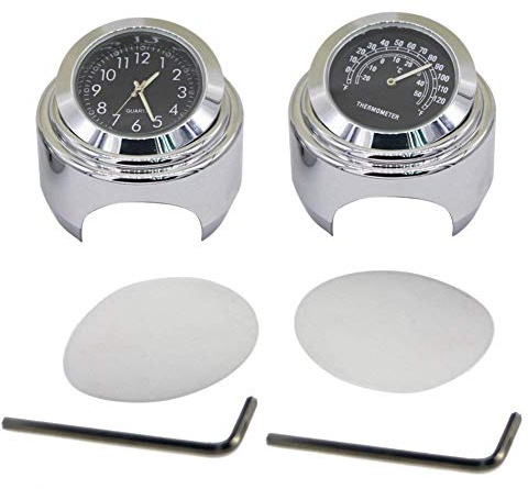 2 stücke 7/8 Zoll Motorrad Lenker Uhr und Thermometer Universal Wasserdichte Motorrad Lenker Uhr