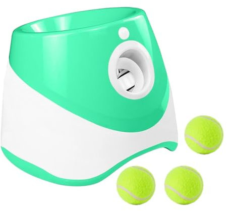 MagiDeal Automatischer Ballwerfer für Hunde, Ballwurfmaschine für Hunde, interaktives Hundespielzeug mit 3 Bällen für kleine, mittelgroße Hunde, GRÜN