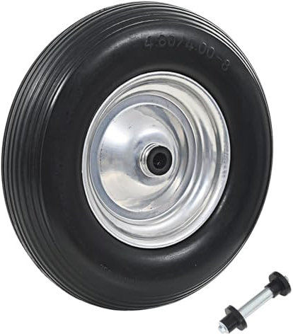 Homgoday Roue de Brouette Incassable en PU - 4.00-8, 160 kg, Installation Facile, Noir et Argent