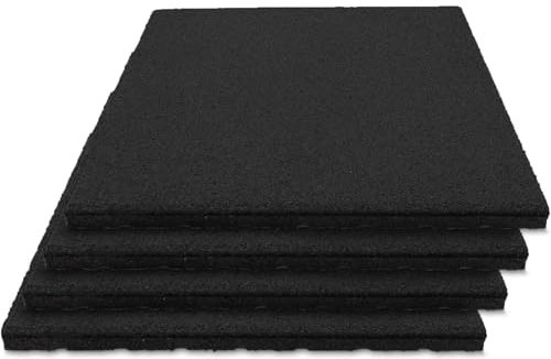 Fallschutzmatte CAPTURA - für außen und innen geeignet - 50x50 cm Größe - stoßdämpfend und rutschhemmend - Drainage an der Unterseite - Stärke 35 mm / 1m Fallhöhe - Schwarz 4 Stück