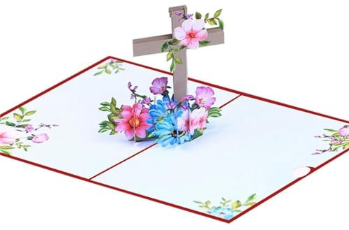 Oster-Popup-Karten, 3D-Oster-Grußkarte, religiöse Kreuze, Osterkarte, Popup-Grußkarten mit Umschlag, für Damen und Herren