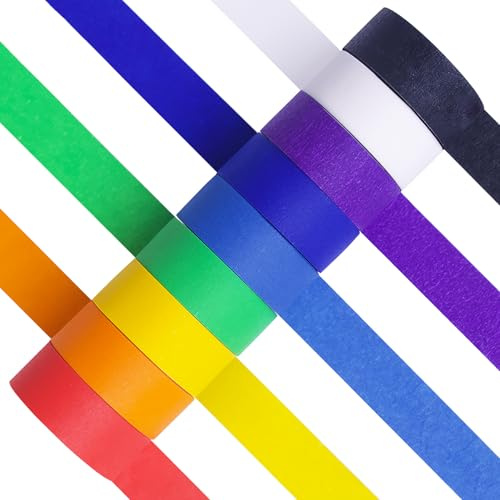 YISUMEI Klebeband Bunt Regenbogen Masking Tape Papier Dekrativer Kreppband Bastelband für Kinder Farbaufklärung Arts Labeling,9 Rollen x 20 mm x 13 m