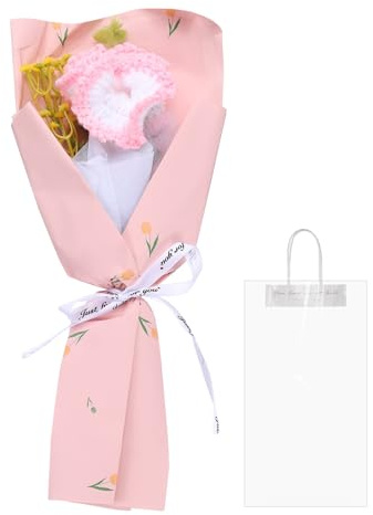 QUARKZMAN Mazzo Fiori Uncinetto, Bouquet Garofani Fatti a Mano, Bouquet Fiori Artificiali Uncinetto per Festa Mamma, Compleanni, Matrimoni, Lauree, Gradiente in Polvere