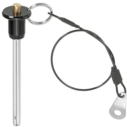 PATIKIL Spilla a Sgancio Rapido 1/4 x 2.36, Perno Bloccaggio a Sfera Acciaio Inossidabile 304, Perni Posizionamento Sicurezza con Pulsante, Cavo Sicurezza da 25 Cm (6 x 60mm)