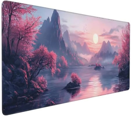 Rosa See Mauspad XXL, Großes Mousepad 700x300x3mm rutschfeste Schreibtischunterlage, Präzises und langlebiges Large Mouse pad, Improved Precision rutschfeste Gummibasis, für Mauspad Home Office k-302
