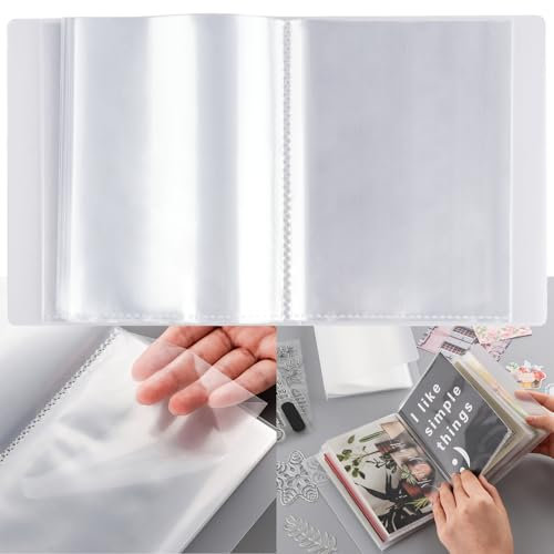 Briartw Álbum A6 para guardar pegatinas y fotos con 40 páginas, bolsillos interiores transparentes, compacto y ligero para tarjetas postales, sellos, organización de troqueles (transparente)