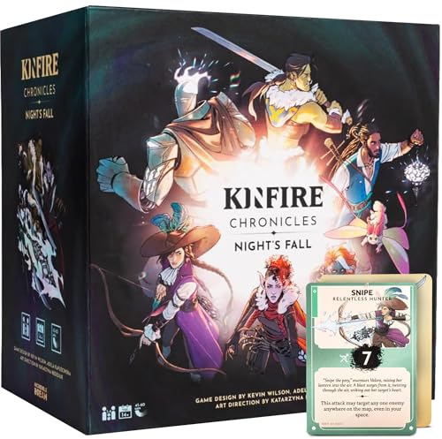 Kinfire Chronicles: Night's Fall – Kooperatives Brettspiel, 1–4 Spieler, Deck-Building, Story-Driven Adventure, 21 Quests – 60+ Min Gameplay – ab 14 Jahren (Teil des Kinfire Universums: 5