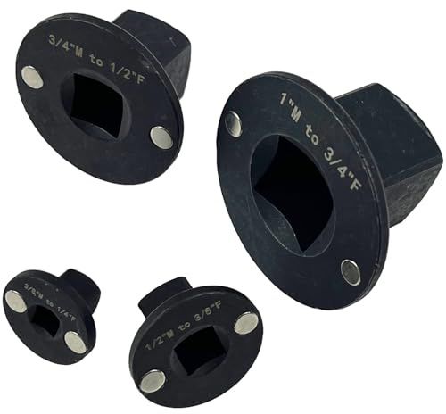LLANNDER Low Profile Impact Socket Adapter Set, 4PCS Drive Ratchet Adapter Set for Tight Spaces, 3/4 to 1, 1/2 to 3/4, 1/2 to 3/8, 1/4 to 3/8, for Automotive & DIY Tools