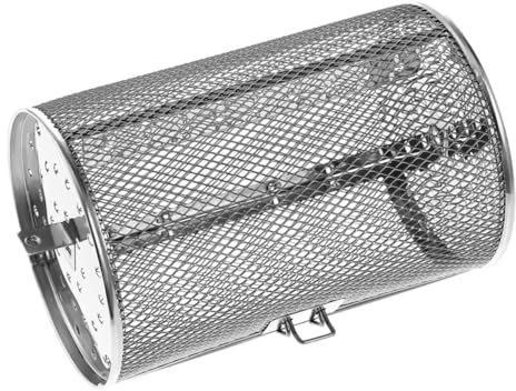 FUNOMOCYA Edelstahl Grillkorb Drehbarer Rotisserie Grill Trommelkorb Mit Rotation Für Ofen Und Airfryer Für Nüsse Fleisch Gemüse Grillzubehör Leicht Portabel