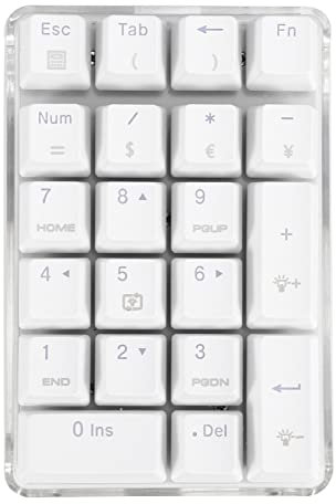 Pqahffowr Teclado NuméRico MecáNico Interruptor MarróN Teclado de Juegos con Cable Caja de Cristal Retroiluminado 21 Teclas Mini Teclado NuméRico