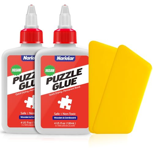 Nairolar Jigsaw Puzzle Glue with Applicator – Ideal for 2000/3000/6000 Piece Cardboard and Wooden Puzzles, 2X 120mL (2x4 fl oz)