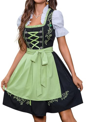 Abaowedding Women Oktoberfest Costumes German Dirndl Dresses Carnival Green Large