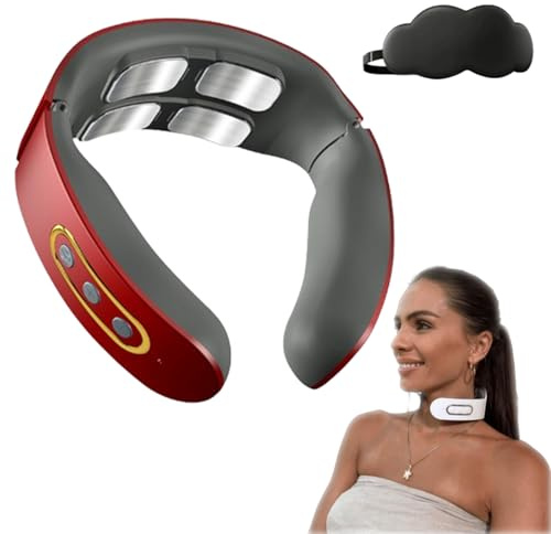 2025 Upgrade Original Neck with Bio-Neuro Modulation - 6 Modes & 9 Intensities, 42°C Heat Therapy, Electric Pulses Against Pain & Tension, Portable & Rechargeable (Rot)
