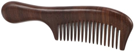 Healeved Peine De Sándalo Negro Dientes Anchos Mango Para Cabello De Mujer Peine De Madera Para Diario y Masaje Del Cabelludo