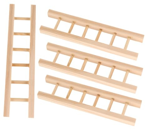 Toddmomy 4pcs Miniature Wooden Ladders for DIY Crafts Sturdy Natural Wood Step Ladder Compact for Dollhouses Fairy Gardens Micro Landscape Display and Creative Model Decorations
