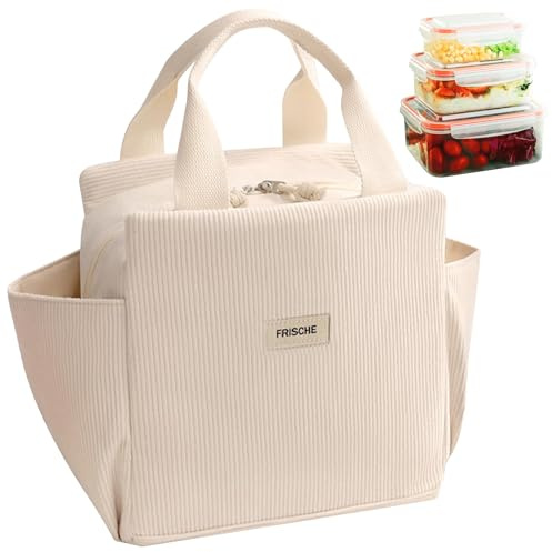 Ferizzia Bolsa Termica Porta Alimentos Mujeres, 12L Pana Reutilizable Bolsa Comida Trabajo, Portátil Multifuncional LancheiraTermica, para Oficina, Viaje, Pícnic, Colegio, Camping