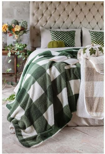 Blanc Mariclò Plaid Sherpa verde Morbido Essenziale 160x200 cm