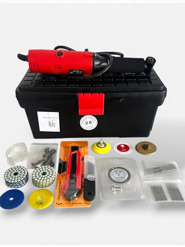 Kit Meuleuse P6 – Meuleuse de Précision 550W avec Variateur de Vitesse + Accessoires (Pads, Disques, Cutter, Mandrin) | Découpe et Finition Carrelage, Pierre, Vasques & Biseaux