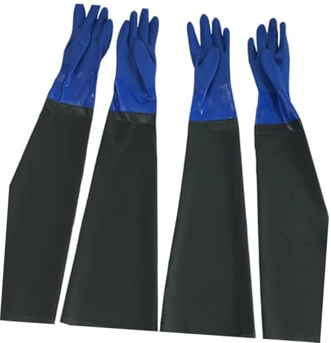 FUTUREORYY Thickened PVC Industrial Gloves Extended Oil Resistant Wear-resistant Work Gloves for Cleaning Car Wash Kitchen Protection Tear-resistant Black Safety Handwear