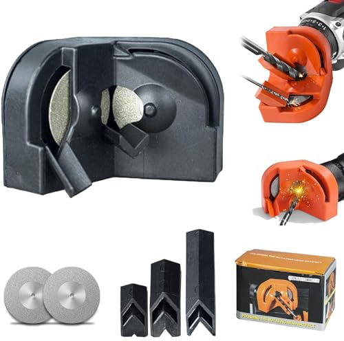Multi-function Drill Bit Sharpener, Portable Drill Bit Sharpener, Drill Bit Sharpeners for All Bits(5/64''- 5/8''), for High-Speed Steel, Masonry, Carbide, Tin-Coated Drill Bit (Black)