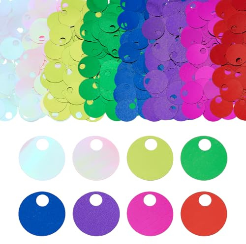 PH PandaHall 400pcs 20mm Large Sequins 8 Colors Flat Round Sequin Paillettes Iridescent Loose Sequins for Crafts Sewing Jewellery Making Garment Embroidery Christmas Birthday Wedding Party Decoration