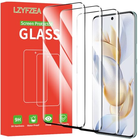 LZYFZEA 3 pellicole protettive in vetro temperato per Honor 90, protezione 3D, senza graffi, durezza 9H, ultra resistente, senza bolle, pellicola protettiva HD, antiurto