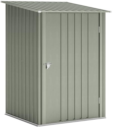 Outsunny Casetta da Giardino 0.92m², Argento Grigio | Acciaio Zincato, Capanno Porta Attrezzi, Tetto Inclinato, Porta Battente Bloccabili, Armadio da Esterno, 100x104x160cm