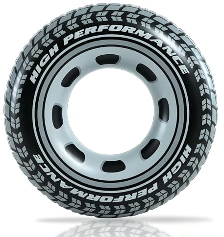 Aufblasbarer Schwimmring Reifen für Erwachsene,Vinyl,91 cm Schwarz Schwimmreif，Schwimmreifen Erwachsene mit Griff,Aufblasbares Schwimmrad für Mann Junge Sandstrand Schwimmbad Wassersport Partyzubehör
