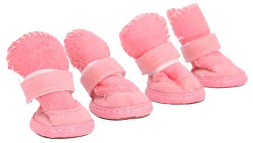 Haofy Weiche, Verstellbare, rutschfeste Haustierstiefel, Leichte, mit Wolle Gefütterte Hundeschuhe für Kleine Rassen, Chihuahua, Bichon, Sichere Passform mit Verstellbaren Riemen, Hält die Pfoten