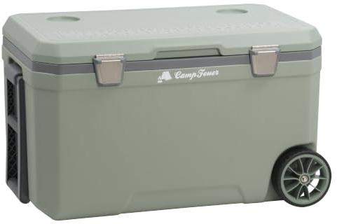CampFeuer Nevera de 70 litros con ruedas, nevera con ruedas, nevera aislada con asas, caja de refrigeración móvil, caja de hielo, mini nevera | Thermobox, Snackbox, enfriador de hielo, caja