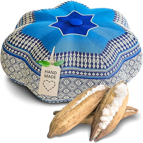 livasia Meditationskissen Stern - Ø 30x15cm - Yogakissen mit Kapok, Pouf, Bodenkissen sternförmig Yoga Zen Meditation, Zafukissen für Garten und Balkon, Sitzkissen handgefertigt