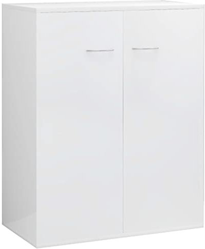 vidaXL Sideboard, Kommode mit viel Stauraum, Schrank mit 2 Türen, Mehrzweckschrank Anrichte für Wohnzimmer, Modern, Hochglanz-Weiß 60x30x75cm Holzwerkstoff