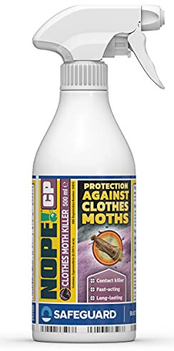 NOPE! CP Moth Killer Spray (500ml) - Fast acting, Odourless, Long-lasting Moth Repellent for Clothes, Home, Wardrobe, Room & Carpets.