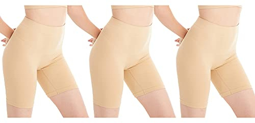 Amazingjoys sömlösa shorts dam mjuka trosor för underklänningar, 3*beige, XL-XXL