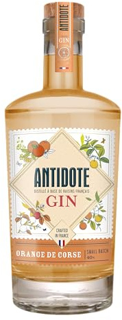 Antidote Gin Orange aus Korsika- aus französischen Trauben - 17 aromatische Pflanzen, 5 Destillationen - 40% (1 x 0,70 L)