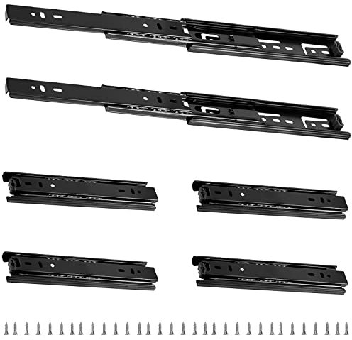 MANCHAP 6 PCS 200mm Drawer Slides Runner, 8 Inch Side Mount Ball Bearing Drawer Glides Sliding Rails with Screws for Cabinet, Drawers, 45Kg Capacity, Black
