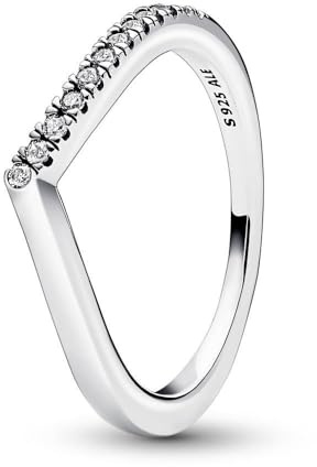 PANDORA Timeless Wishbone Halb Funkelnder Ring aus Sterling-Silber mit Cubic Zirkonia, Gr. 60, 192394C01-60