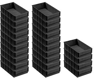 SuperSparSet 24x Leitfähige Industriebox 300 B | HxBxT 8,1x18,3x30cm | 3,4 Liter | ESD, Sichtlagerkasten, Sortimentskasten, Sortimentsbox, Kleinteilebox