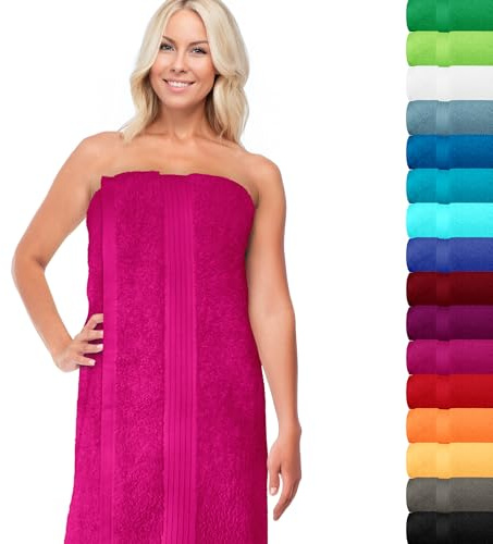 Lashuma Saunahandtuch 80x220 cm, Linz extra langes Sauna Liegetuch Purpur | 550 g/m² Frottee aus 100 % Baumwolle, saugstarkes großes XXL Saunatuch für Damen und Herren in Sauna, Bad und Wellness