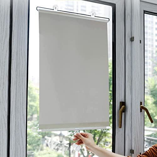 KGUDYS Roller blinds with suction cups,blackout window cover curtain for windows,portable no drilling roller shades,retractable,indoor privacy screens,sunscreen roller blinds,Grey-75x125cm/29x49in
