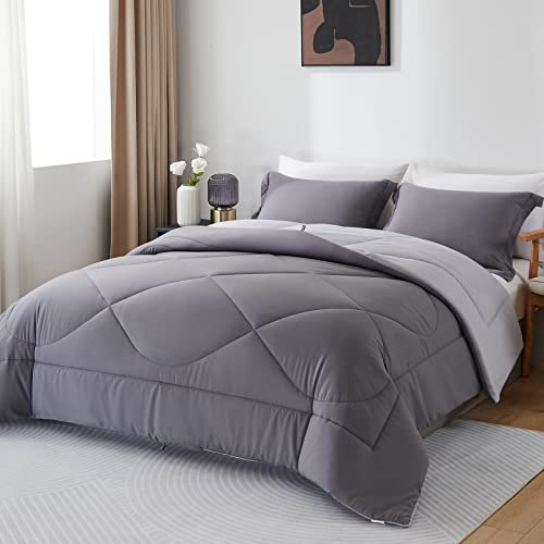 beeweed Bettdecke 200x200 Ganzjahresdecke Wende-Steppdecke 300 GSM 4 Jahreszeiten Bettdecke Duvet 200x200cm Weiche Mikrofaser Schlafdecke mit Kissenbezüge