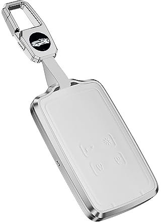 ontto Autoschlüssel Hülle Cover Passt für Renault Captur Megane Talisman Espace Clio Zoe Koleos Scenic 4 Arkana Dacia Sandero Metall Schlüsselhülle Schlüsselgehäuse Schlüsselanhänger 4 Tasten-Weiß