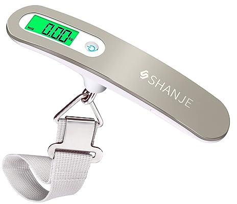 SHANJE Bascula Peso Maletas De Viaje 50kg/Bascula Maleta Balanza De Equipaje 110lb/BáScula Digital Luggage Scale (BLANCO)