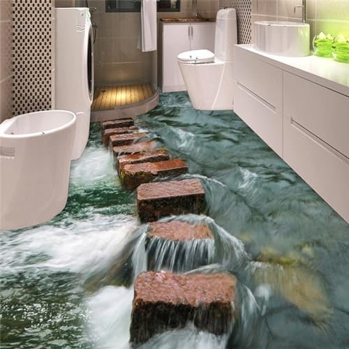 Bodenaufkleber Abstand Badezimmer Küche 3D Bodenmalerei Wandtapete Rutschfeste Wasserdichte Verdickte Selbstklebende Pvc-Tapetenaufkleber, 150 * 105 Cm