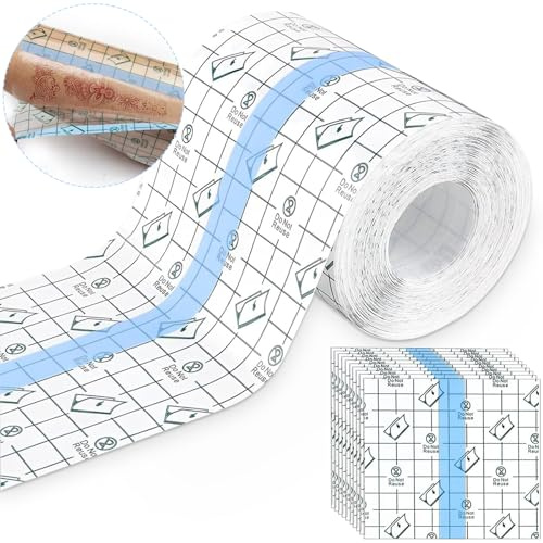 Pflaster Wasserfest, 10cm x 10m Duschpflaster Wasserfest, Wasserfeste Pflaster, Duschpflaster Pflaster Rolle mit 10 Tattoofolie, Tattoo Folie Transparent, Tattoo Pflaster Wasserdicht zum Sport Duschen