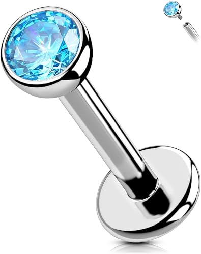 OUFER Body Piercing Titan Lippenpiercing Internally Lip Labret Piercing Stud 16G Helix Piercing 6/8/10/12mm Tragus Conch Flat Back Cartilage Earring Jewellery