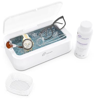 Loocam Ultrasonic Jewellery Cleaner, 46000Hz, 600ml Glasses Cleaner with Basket and Cleaner Solution, Portable Machine for Jewellery, Ring, Eyeglass, Makeup Brush, Retainer, Coins